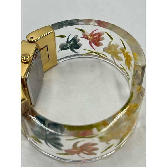 Joan Rivers Vintage Translucent Lucite Floral Wristband Watch - Picture 8 of 16